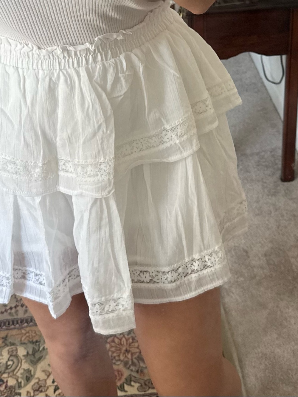 wild fable White Tiered Lace-Trim Skort